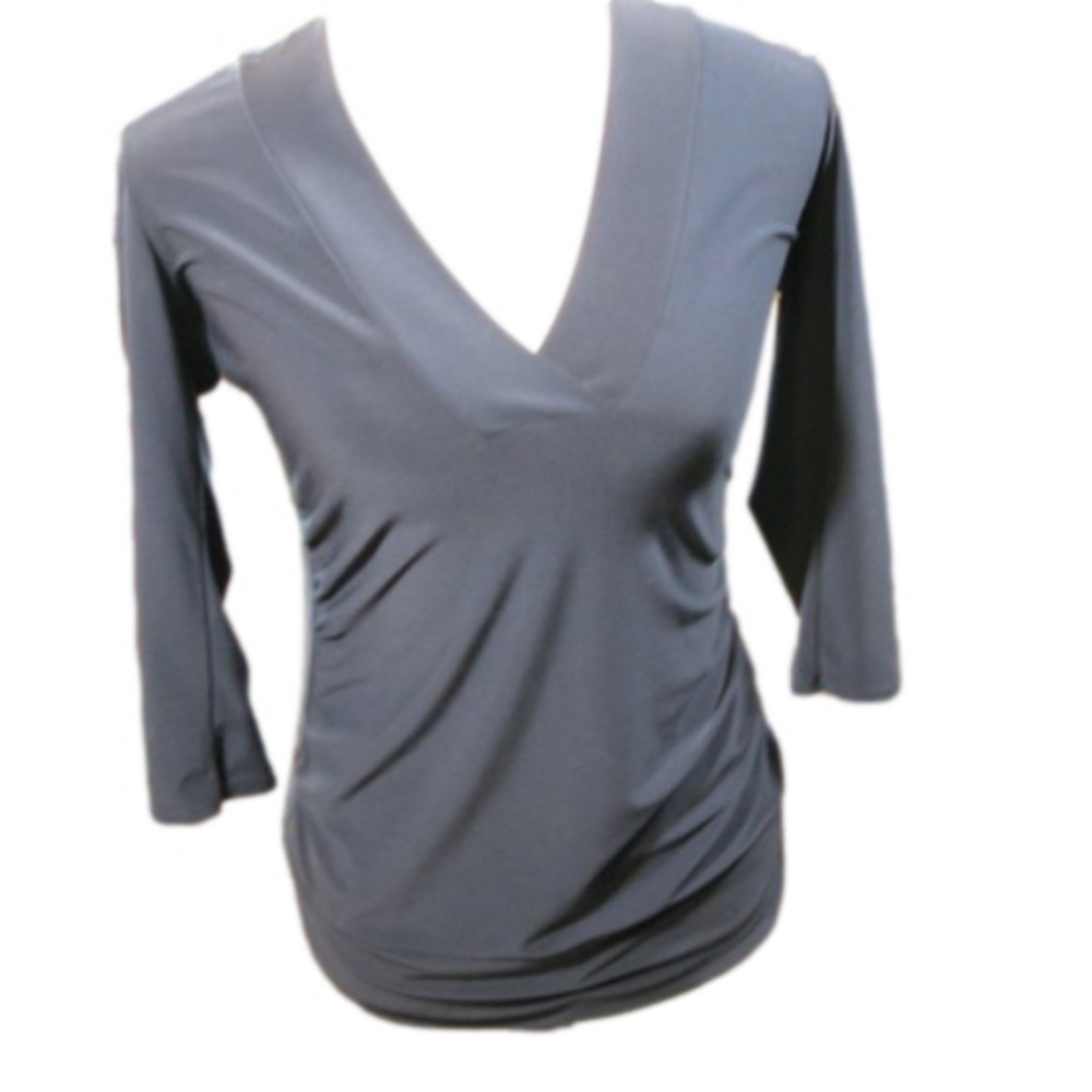 Volume One Juniors Navy Blue V-Neck Size Medium